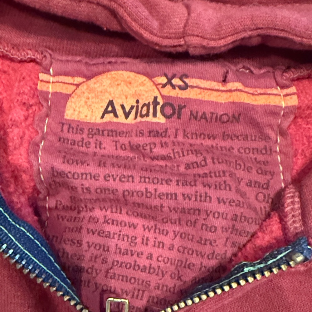 Aviator Nation Maroon Hoodie with Rainbow Trim - Picture 2 of 3